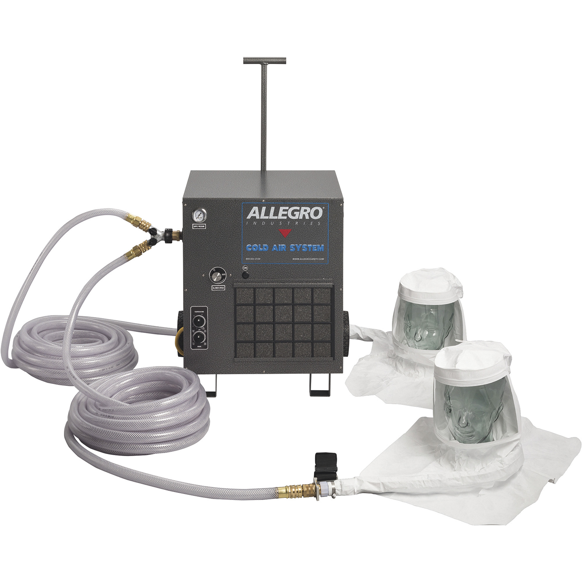Allegro Two Worker Single Bib Hood Respirator System, One Cold Air Blower, Two 100in. Breathing Air Hoses, Model# 9221-02CA